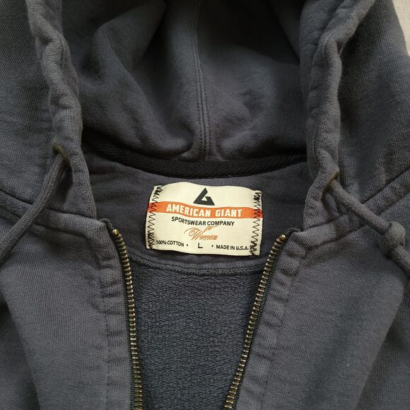 American Giant Classic Full Zip Hoodie Women's L Grey Heavyweight Fleece - Picture 3 of 6